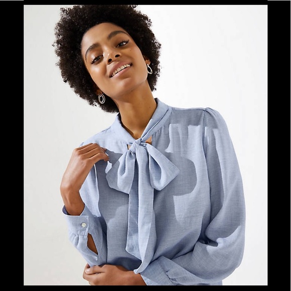 loft tie neck blouse